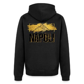 Neapel Italien Stadt Skyline Heimat Liebe Gold - Unisex Premium Bio Zip Hoodie - Schwarz - Hinten - Nico (187cm)