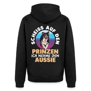 Prinzessin Hundebesitzer Aussie Australian Shepher - Unisex Premium Bio Zip Hoodie - Schwarz - Hinten - Nico (187cm)