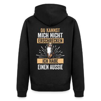 Australian Shepherd Hund Aussie - Unisex Premium Bio Zip Hoodie - Schwarz - Hinten - Nico (187cm)