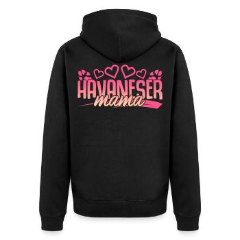 Havaneser - Unisex Premium Bio Zip Hoodie - Schwarz - Hinten - Nico (187cm)