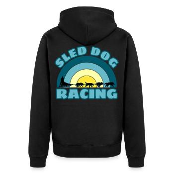 Sled Dog Racing Schlittenhunde Husky Musher - Unisex Premium Bio Zip Hoodie - Schwarz - Hinten - Nico (187cm)