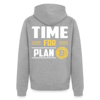 Bitcoin Crypto Blockchain cryptomonnaie BTC - Veste à capuche bio Premium Unisexe - gris chiné - Dos - Nico (187cm)
