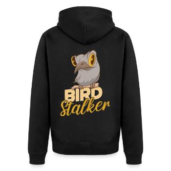 Vogelbeobachtung Vogelbeobachtung Vogel Stalker - Unisex Premium Bio Zip Hoodie - Schwarz - Hinten - Nico (187cm)
