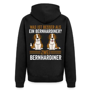 Zwei Bernhardiner Hund Bernhardiner - Unisex Premium Bio Zip Hoodie - Schwarz - Hinten - Nico (187cm)