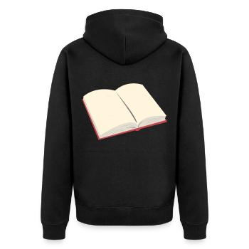 Offenes Buch - Unisex Premium Bio Zip Hoodie - Schwarz - Hinten - Nico (187cm)