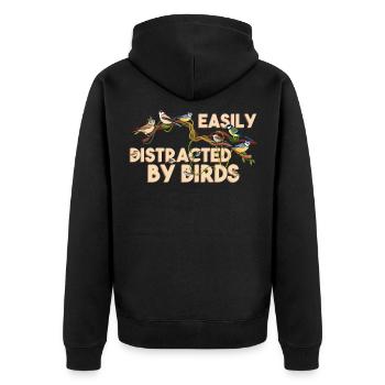 Vogelbeobachtung Vogelbeobachtung leicht von Vögeln abgelenkt - Unisex Premium Bio Zip Hoodie - Schwarz - Hinten - Nico (187cm)