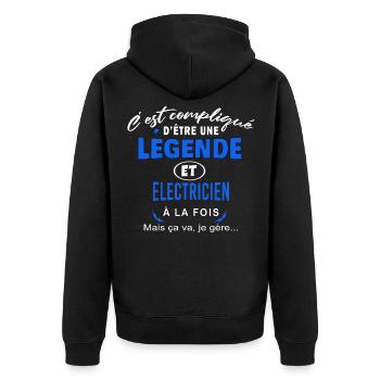 humour Légende et ELECTRICIEN cadeau - Veste à capuche bio Premium Unisexe - noir - Dos - Nico (187cm)