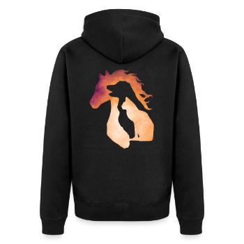 Silhouette Hund, Katze und Pferd - Unisex Premium Bio Zip Hoodie - Schwarz - Hinten - Nico (187cm)