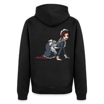 Femboy Maid Anime Boy Aesthetic Crossdressing - Unisex Premium Bio Zip Hoodie - Schwarz - Hinten - Nico (187cm)