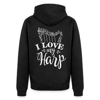 Ich Liebe Meine Harfe Harfenspieler Harfenist - Unisex Premium Bio Zip Hoodie - Schwarz - Hinten - Nico (187cm)