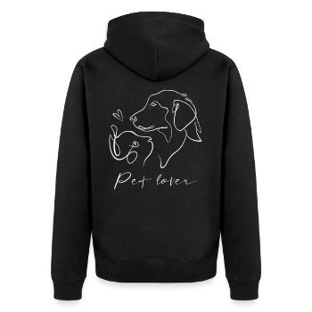 Pet lover - Liebe zwischen Hund und Katze - Unisex Premium Bio Zip Hoodie - Schwarz - Hinten - Nico (187cm)