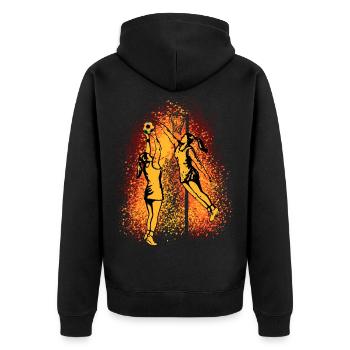Korfball Damen - Unisex Premium Bio Zip Hoodie - Schwarz - Hinten - Nico (187cm)