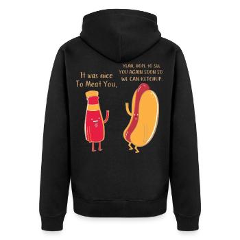 viande de ketchup drôle drôle en disant blague sur la nourriture - Veste à capuche bio Premium Unisexe - noir - Dos - Nico (187cm)