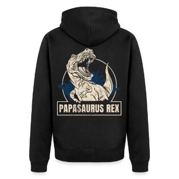 Papasaurus Rex for men dinasor papa saurus - Unisex Premium Bio Zip Hoodie - Schwarz - Hinten - Nico (187cm)