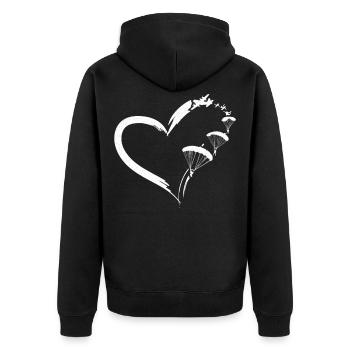 Skydiving Parachute Paraglide - Unisex Premium Bio Zip Hoodie - Schwarz - Hinten - Nico (187cm)
