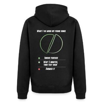 Lustiger introvertierter antisozialer Telefonanruf - Unisex Premium Bio Zip Hoodie - Schwarz - Hinten - Nico (187cm)