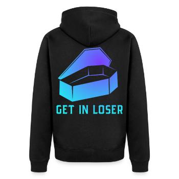 Get In Loser Coffin Pastel Goth Soft Grunge - Unisex Premium Bio Zip Hoodie - Schwarz - Hinten - Nico (187cm)