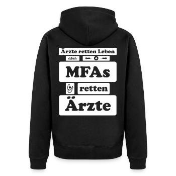 Medizinische Fachangestellte Krankenschwester MFA - Unisex Premium Bio Zip Hoodie - Schwarz - Hinten - Nico (187cm)