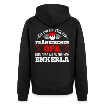 Franken Fränkischer Opa Großvater Frankenland - Unisex Premium Bio Zip Hoodie - Schwarz - Hinten - Nico (187cm)