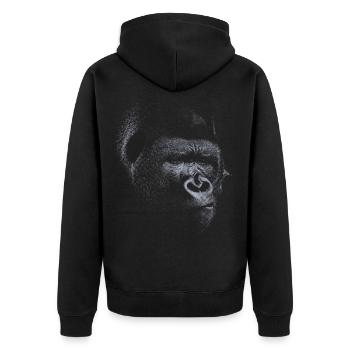 Grey Gorilla - Unisex Premium Organic Zip Hoodie - black - Back - Nico (187cm)