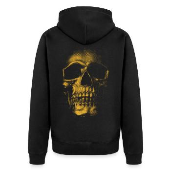 goldener Totenkopf - Unisex Premium Bio Zip Hoodie - Schwarz - Hinten - Nico (187cm)