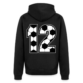 Fußball-Liebhaber Spieler zwölften 12. Geburtstag - Unisex Premium Bio Zip Hoodie - Schwarz - Hinten - Nico (187cm)