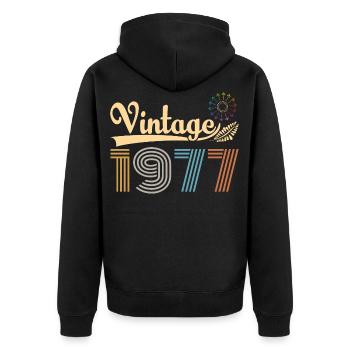 Vintage 1977 Retro Birthday Gift - Unisex Premium Organic Zip Hoodie - black - Back - Nico (187cm)