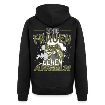 Lustiges Frauen Angeln Mädchen Angel Angeln - Unisex Premium Bio Zip Hoodie - Schwarz - Hinten - Nico (187cm)
