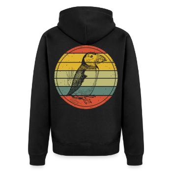 Puffin Retro Puffin Puffin Puffin Bird - Unisex Premium Organic Zip Hoodie - black - Back - Nico (187cm)