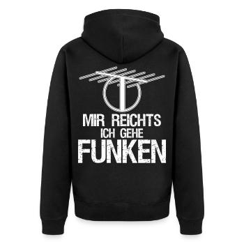 Amateurfunk Funk Antenne Amateurfunker - Unisex Premium Bio Zip Hoodie - Schwarz - Hinten - Nico (187cm)