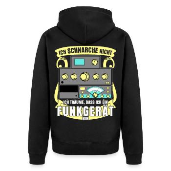 Amateurfunk Schnarchen Amateurfunker - Unisex Premium Bio Zip Hoodie - Schwarz - Hinten - Nico (187cm)