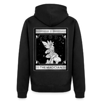 Esthétique Fairycore La carte de tarot de fée magicien - Veste à capuche bio Premium Unisexe - noir - Dos - Nico (187cm)