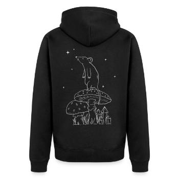 Cottagecore Aesthetic mouse on a mushroom - Unisex Premium Organic Zip Hoodie - black - Back - Nico (187cm)