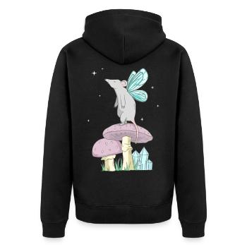 Fairycore Esthétique Fairy Mouse sur un champignon - Veste à capuche bio Premium Unisexe - noir - Dos - Nico (187cm)