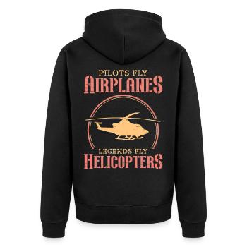 Aviator Pilots Fly Airplanes Legends Helicopters - Unisex Premium Organic Zip Hoodie - black - Back - Nico (187cm)