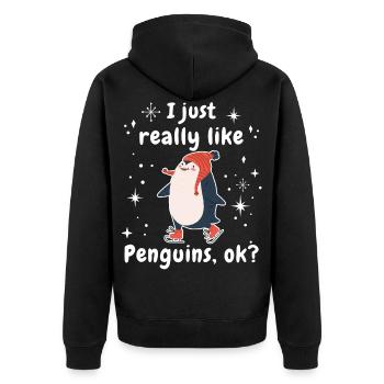 Drôle penguin Zoo j’aime vraiment les pingouins ok - Veste à capuche bio Premium Unisexe - noir - Dos - Nico (187cm)