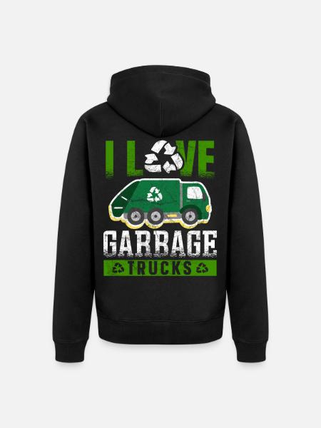 Müllwagen Ich liebe Müllwagen - Unisex Premium Bio Zip Hoodie - Schwarz