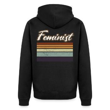 Feminismus Feministische Retro 70er Jahre Vintage Feminismus - Unisex Premium Bio Zip Hoodie - Schwarz - Hinten - Nico (187cm)