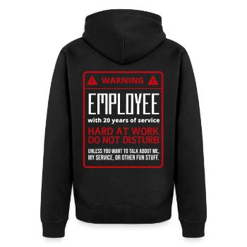 Werkjubiläum 20 Jahre zwanzig Jahre Dienst - Unisex Premium Bio Zip Hoodie - Schwarz - Hinten - Nico (187cm)