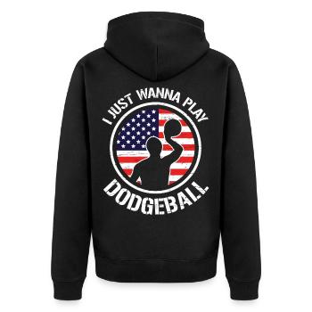 Funny Dodgeball Dodgeball - Unisex Premium Organic Zip Hoodie - black - Back - Nico (187cm)