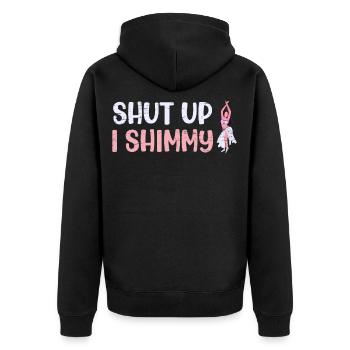 Bauchtanz Shut Up I Shimmy - Unisex Premium Bio Zip Hoodie - Schwarz - Hinten - Nico (187cm)