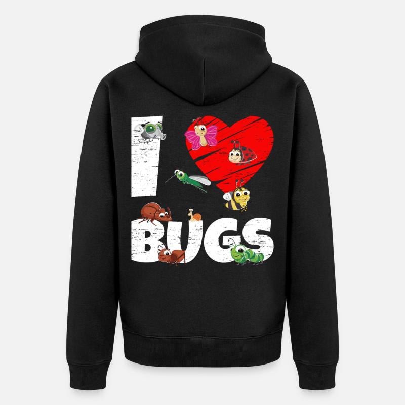 Collecte de bugs J’aime les bugs - Veste à capuche bio Premium Unisexe - noir