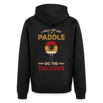 Tischtennis Tischtennis - Unisex Premium Bio Zip Hoodie - Schwarz - Hinten - Nico (187cm)
