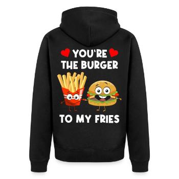 Burger Fries Love Heart Drôle Humour Fast Food - Veste à capuche bio Premium Unisexe - noir - Dos - Nico (187cm)