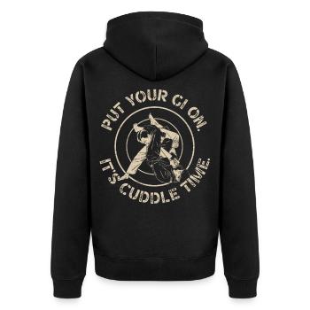 BJJ Brazilian Jiu Jitsu Jiu Jitsu Fighter - Unisex Premium Organic Zip Hoodie - black - Back - Nico (187cm)