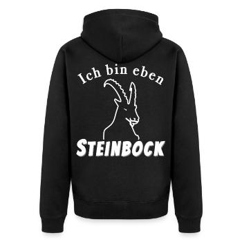 Steinbock Sternzeichen - Unisex Premium Bio Zip Hoodie - Schwarz - Hinten - Nico (187cm)