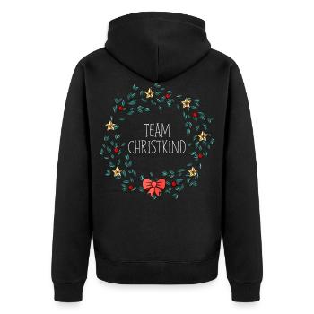 Team Christkind - Unisex Premium Bio Zip Hoodie - Schwarz - Hinten - Nico (187cm)