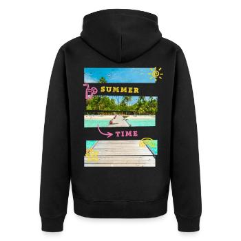 Été Sun Beach Sea Palm Voyage de vacances - Veste à capuche bio Premium Unisexe - noir - Dos - Nico (187cm)
