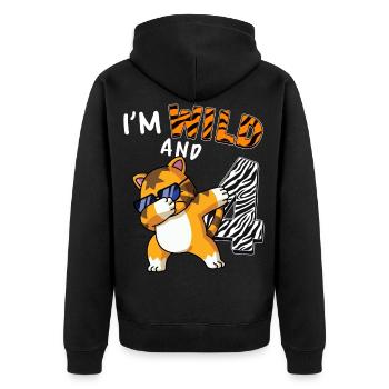 I'm Wild and 4 jungle animal toddler shirt - Unisex Premium Bio Zip Hoodie - Schwarz - Hinten - Nico (187cm)