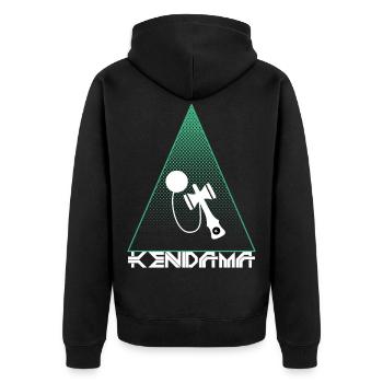Kendama - Unisex Premium Bio Zip Hoodie - Schwarz - Hinten - Nico (187cm)